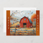  rode schuur herfstillustratie feestdagenkaart (Voorkant / Achterkant)