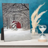 Rode schuur in de sneeuw 2011 fotoplaat (Zijkant)