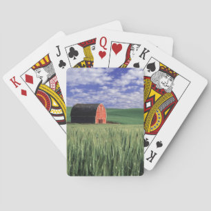Rode schuur in tarwe- en gerstveld in Whitman 2 Pokerkaarten