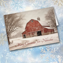 Rode Schuur Kerst in Nebraska Kaart