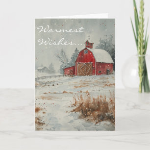 Rode Schuur Kerstmis in het land Feestdagen Kaart