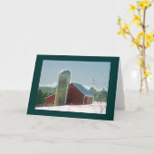 Rode Schuur & Silo in Sneeuw Kaart (Gele Bloem)