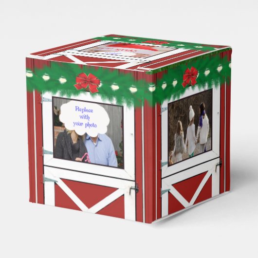 Rode Schuurdeur 5 Foto Aangepaste Gift / Favor Box Bedankdoosjes (Voorkant Zijde)