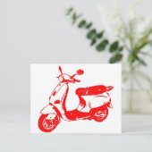 Rode scooter briefkaart (Staand voorkant)