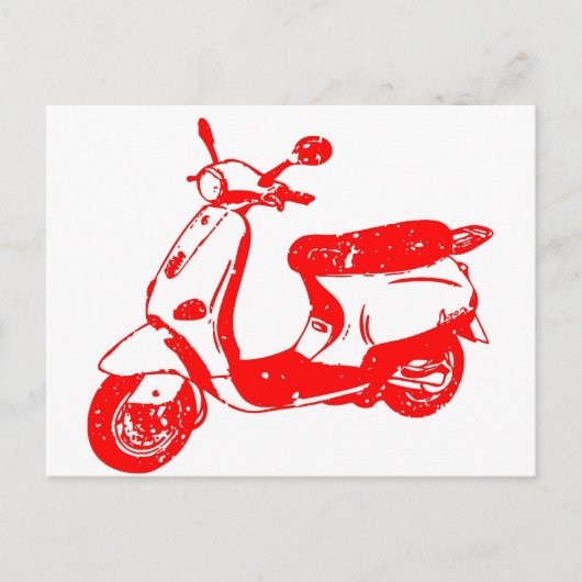 Rode scooter briefkaart (Voorkant)