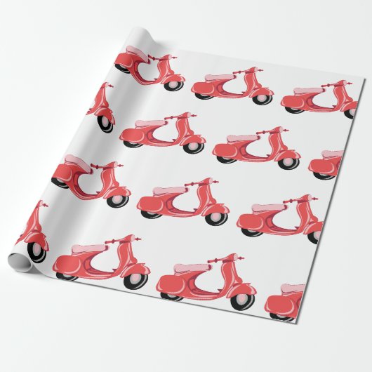 Rode scooter cadeaupapier (Uitgerold)