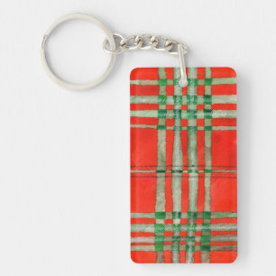 RODE SCOTT TARTAN Acryl Rechthoek Sleutelhanger
