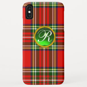 RODE SCOTTISH TARTAN EN GROENE GEMSTONMONOGRAM iPhone XS MAX HOESJE