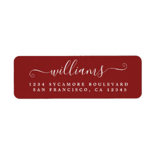 Rode script achternaam retouradres etiket