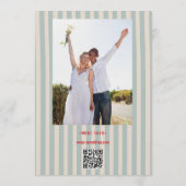 Rode Script Blauwe Streep Retro QR Code Foto Bruil Kaart (Achterkant)