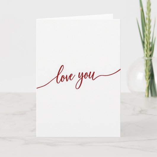 Rode Script Love You Kaart (Voorkant)