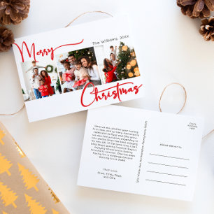 Rode Script Vrolijk Kerstjaar in Review 3 Foto Feestdagenkaart