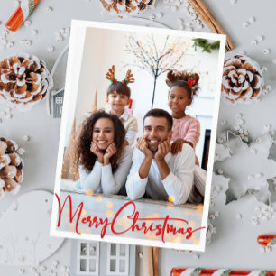 Rode Script Vrolijk Kerstmis Verticale Volledige F Feestdagenkaart