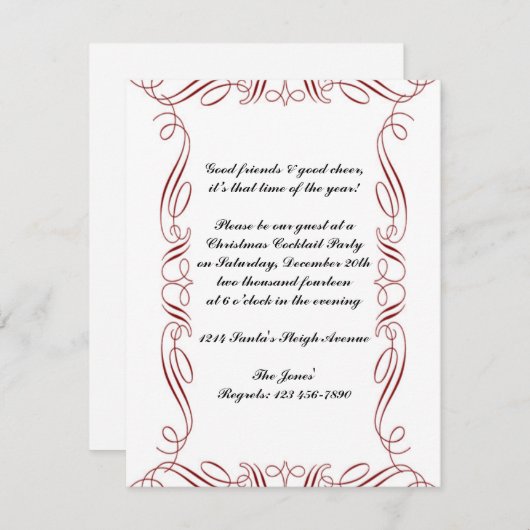 Rode Scroll Lijst Pepermunt Lijst Kaart (Voorkant / Achterkant)