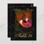 Rode Scroll Masquerade Tabel Plaatskaart Briefkaart (Voorkant / Achterkant)
