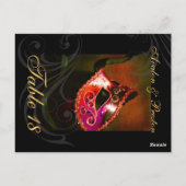 Rode Scroll Masquerade Tabel Plaatskaart Briefkaart (Achterkant)