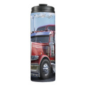 Rode Semi Truck Snowy Mountain Pass Thermosbeker (Voorkant)