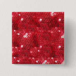 Rode Sequin Afbeelding Achtergrond Vierkante Button 5,1 Cm