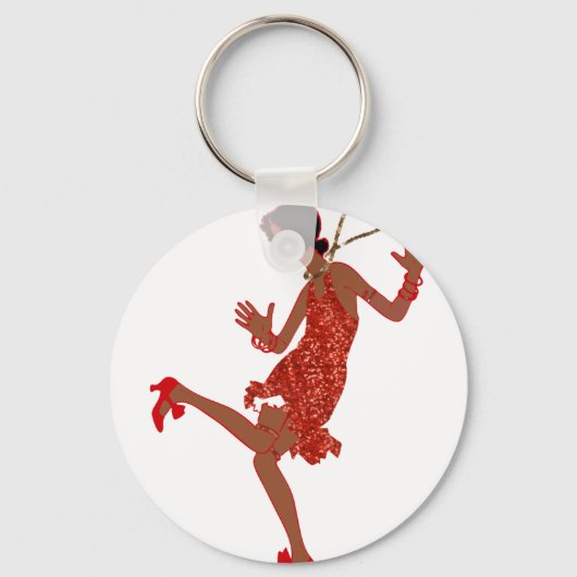 rode sequinzwarte flap sleutelhanger (Voorkant)