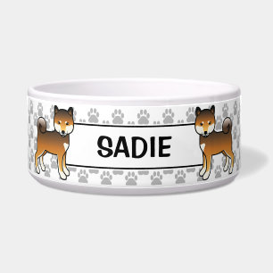 Rode Sesam Shiba Inu Cute Hond Met Naam Van Huisdi Voerbakje
