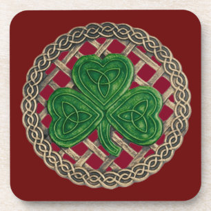 Rode shamrock en Keltische knots Onderzetters