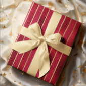 Rode Shimmer Satijn Gestreepte Kerst Cadeaupapier