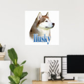 Rode Siberische Husky Poster (Thuiskantoor)