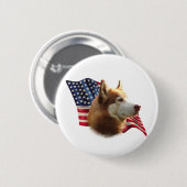 Rode Siberische Husky Vlag - Button (Voorkant /achterkant)