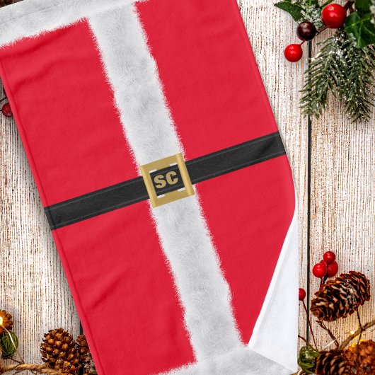 Rode Sinterklaas pak Monogram Kerstvakantie Handdoek