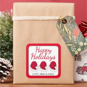 Rode Sinterklaas Pet Prettige feestdagen Kerstmis Vierkante Sticker