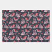 Rode Sinterpeul en Bomen op rood, grijs en zwart Inpakpapier Vel (Voorkant 3)