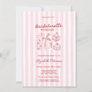 Rode Sketch Bikinis & Martinis Roze Gestreepte Kaart