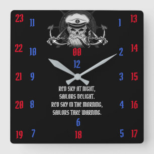 RODE SKY BIJ NACHT, ZACHTERS. ROOD VIERKANTE KLOK