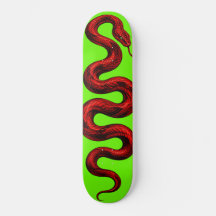 Rode slang neon groene skateboard — Krachtige kleu