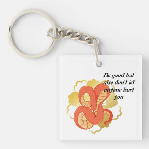 Rode slang op een gouden bloem Uniek & luxe Sleutelhanger