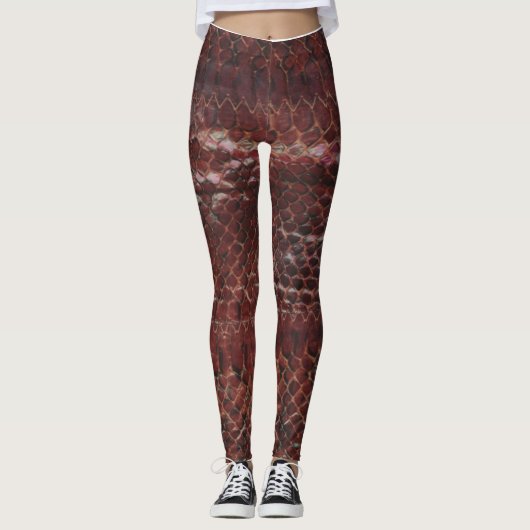 Rode Slangenschubben Leggings (Voorkant)