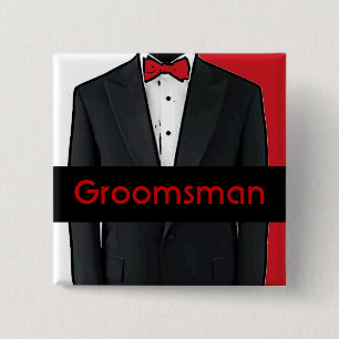 Rode smoking klantgerichte groomsman knoop vierkante button 5,1 cm