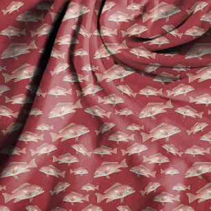 Rode Snapper Vis Patroon Rood Naaistof Stof