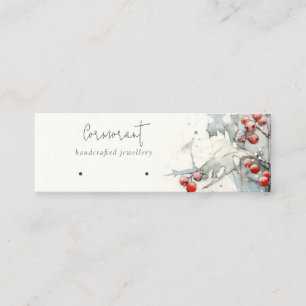 Rode sneeuw winter bessen hoepels lus stud houder mini visitekaartje
