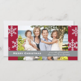 Rode sneeuwvlok Fotokaart Feestdagenkaart