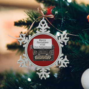 Rode Sneeuwvlok Ingelijste Schrijfmachine Kerst Or Tin Sneeuwvlok Ornament