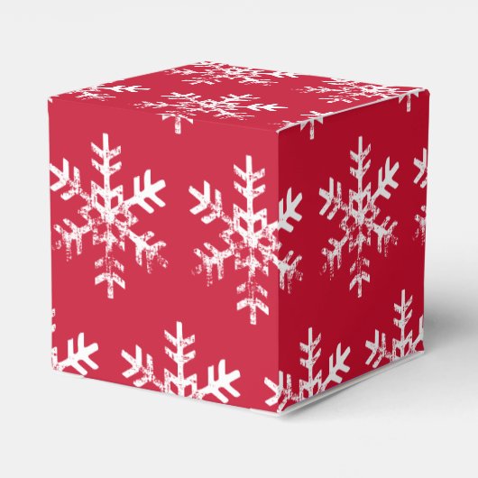 Rode Sneeuwvlok Rustieke Kerstmis Bedankdoosjes (Achterkant)