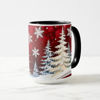 Rode Sneeuwvlok Winterbos Kerstmis Mok