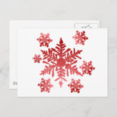 Rode sneeuwvlokken briefkaart (Voorkant / Achterkant)