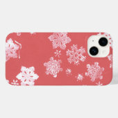 Rode Sneeuwvlokken iPhone 14 Gerst Er Hoesje (Achterkant (horizontaal))