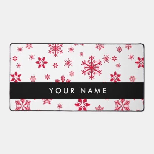 Rode sneeuwvlokken, Jouw naam, Personaliseren Bureaumat (Voorkant)
