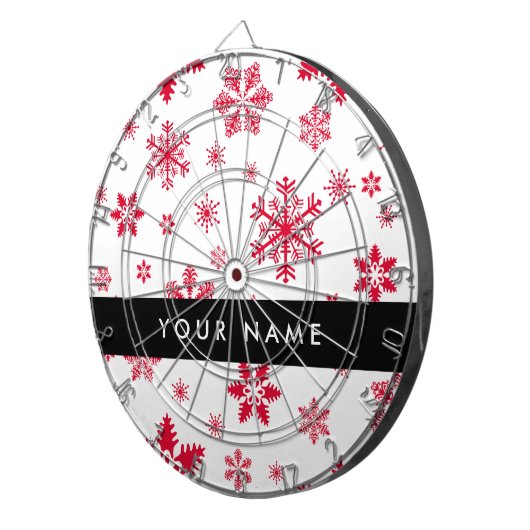 Rode sneeuwvlokken, Jouw naam, Personaliseren Dartbord (Voorkant Rechts)