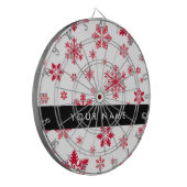 Rode sneeuwvlokken, Jouw naam, Personaliseren Dartbord (Voorkant Links)