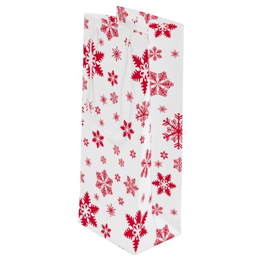 Rode sneeuwvlokken, Jouw naam, Personaliseren Wijn Cadeautas (Achterkant Gekanteld)