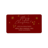 Rode Sneeuwvlokken Prettig Kerstfeest Etiket (Voorkant)